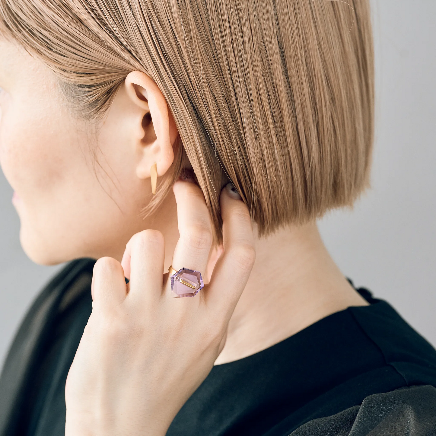 Random Faceted Gemstone Ring_staple (Amethyst)