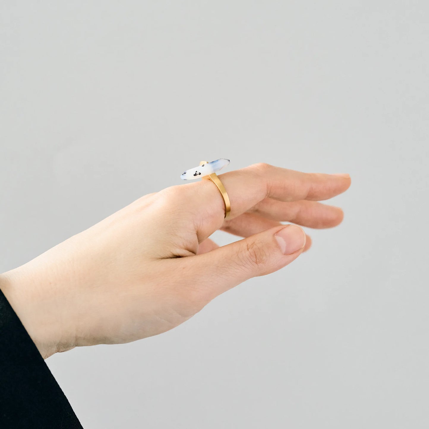 Random Faceted Gemstone Ring_staple (Dendrite Agate)