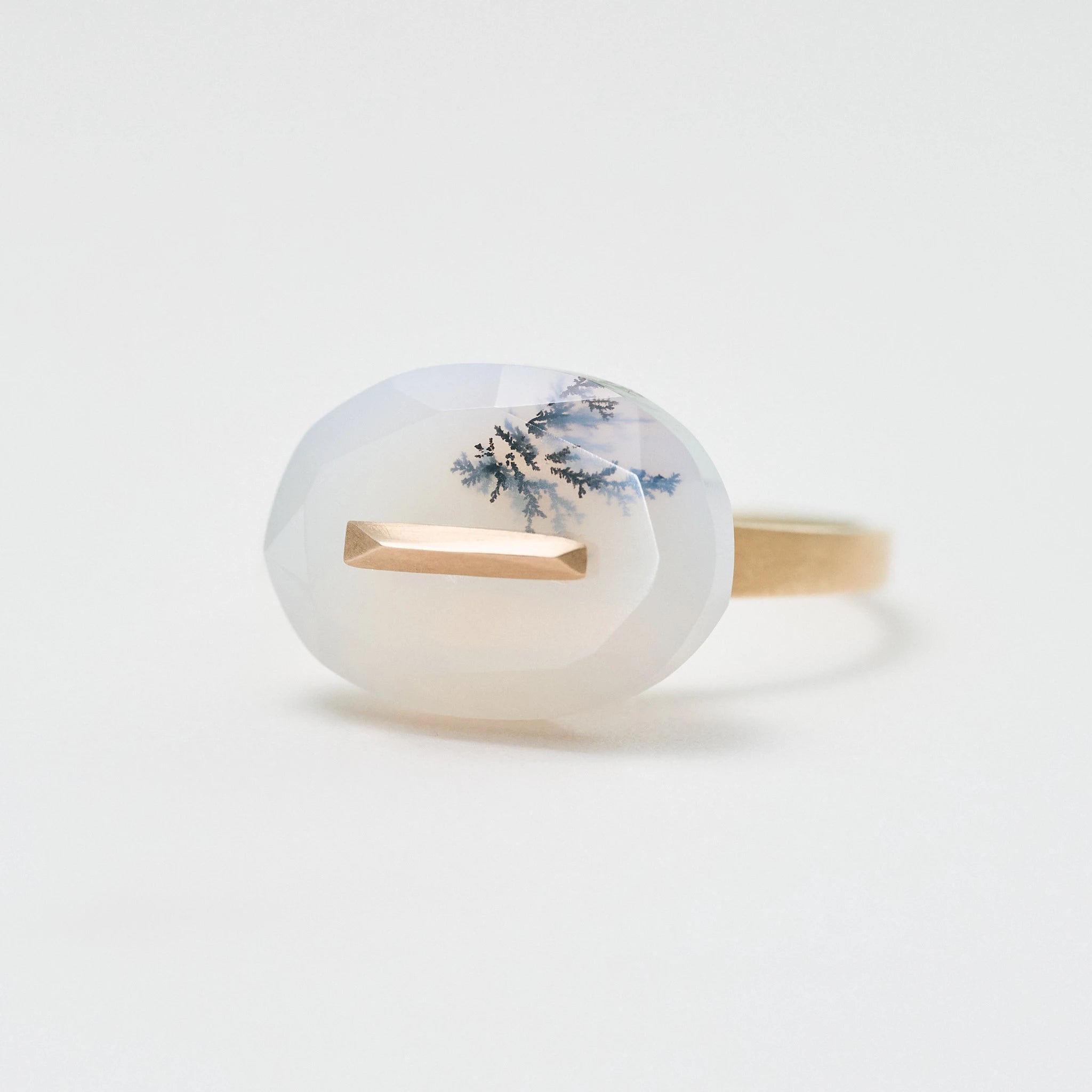 Oval Faceted Gemstone Ring_staple(デンドライドアゲート)｜cobaco