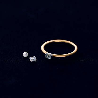 Emeraldcut Diamond Combi Ring
