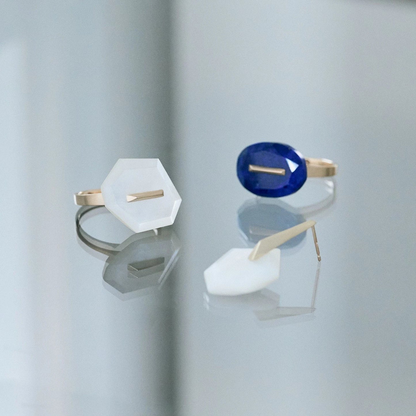 Oval Faceted Gemstone Ring_staple (Bicolor Smoky Quartz)