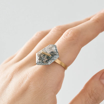 Random Faceted Gemstone Ring_staple(モスアクアマリン)|cobaco Random Faceted Gemstone Ring_staple(モスアクアマリン)|cobaco