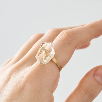 Random Faceted Stone Ring_staple(ルチルクオーツ)