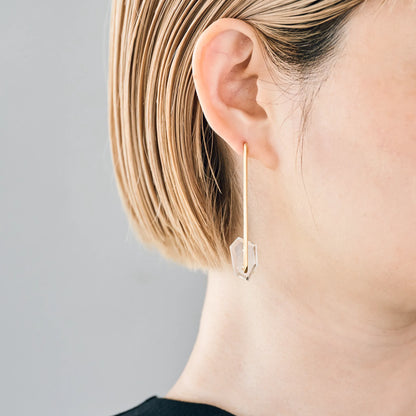 Random Faceted Gemstone Pierce_staple/long (Rutilated Quartz)