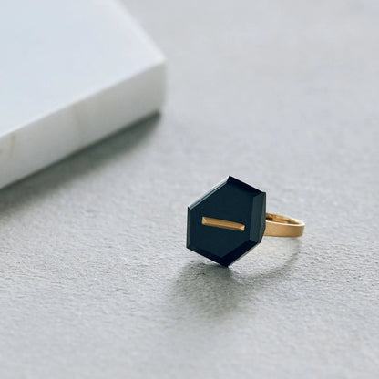 Random Faceted Stone Ring_staple(ブラックオニキス)