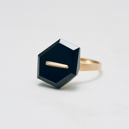 Random Faceted Stone Ring_staple(ブラックオニキス)