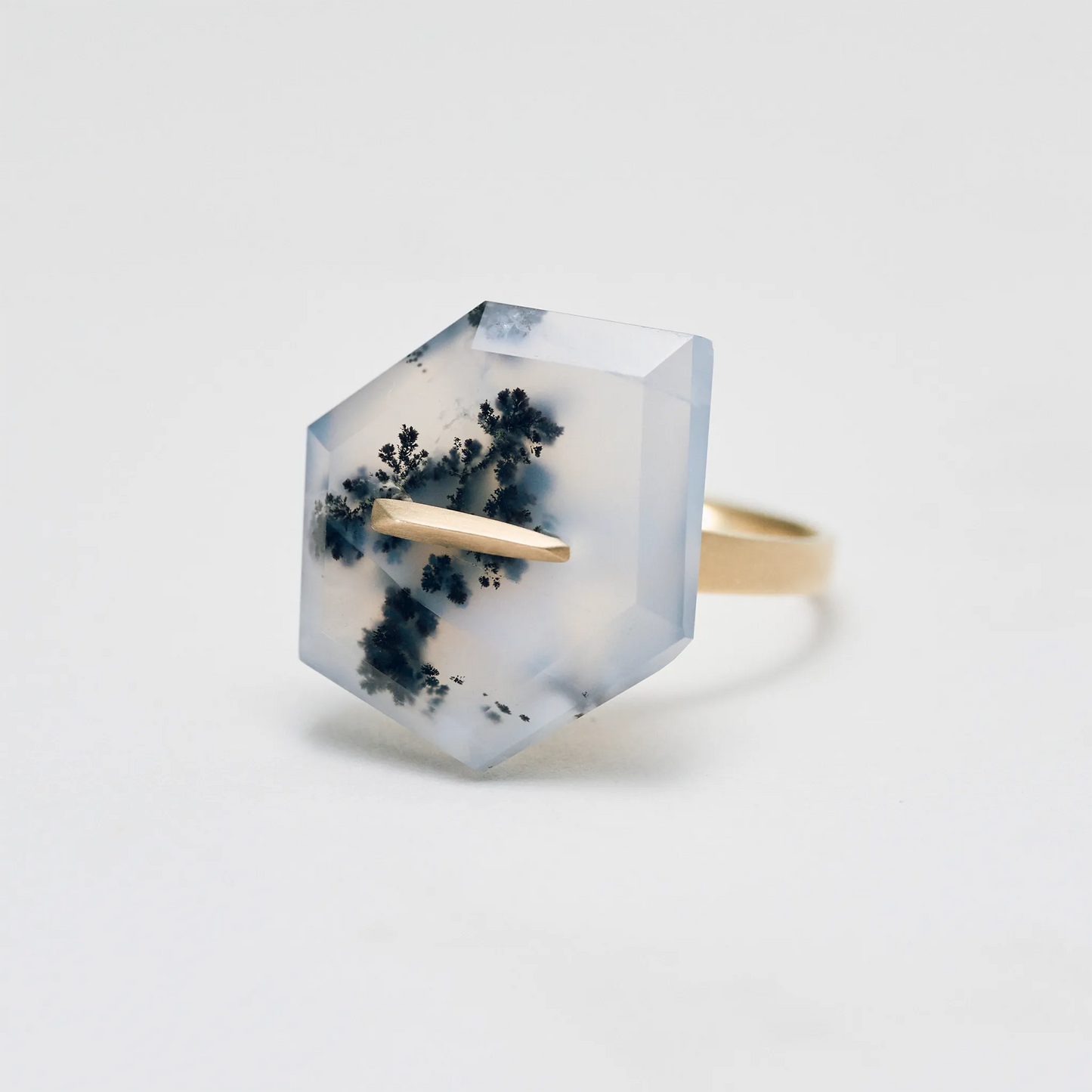 Random Faceted Stone Ring_staple(デンドライトアゲート)