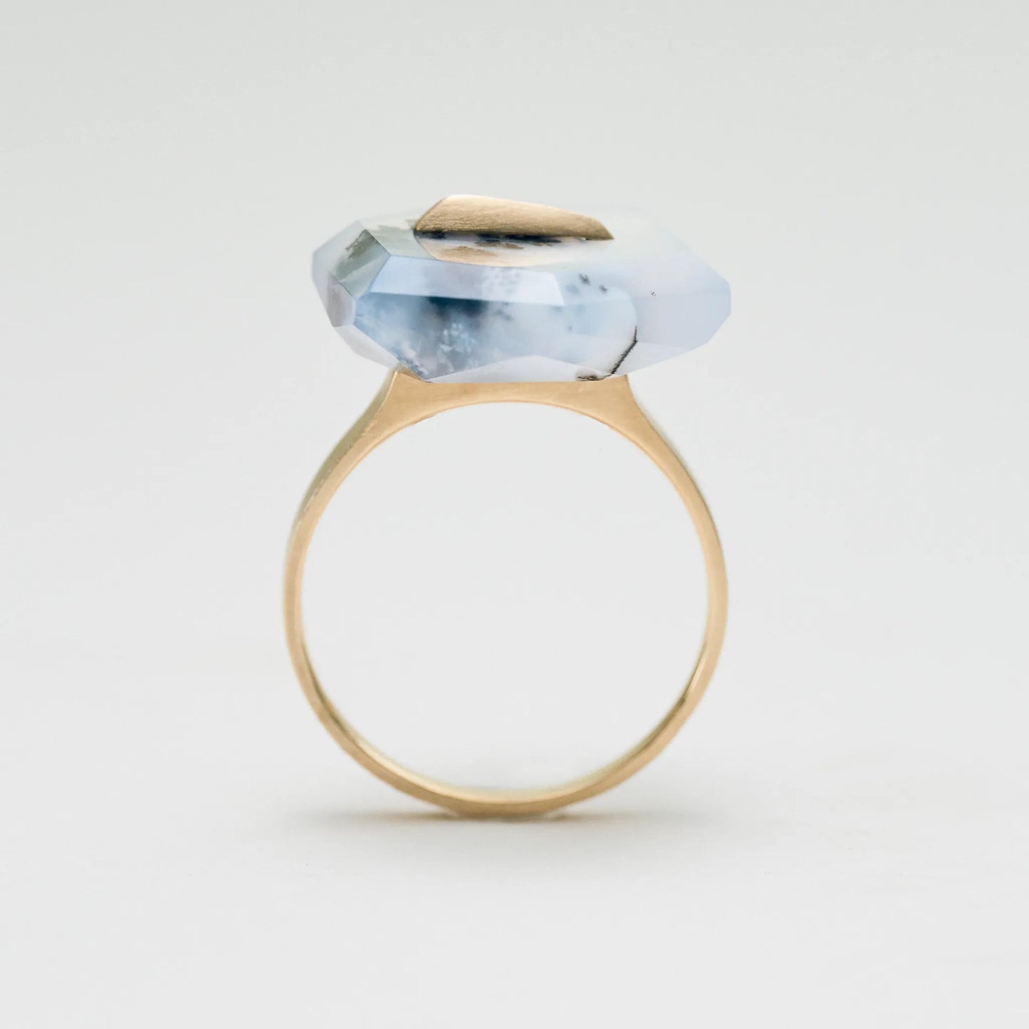 Random Faceted Stone Ring_staple(デンドライトアゲート)