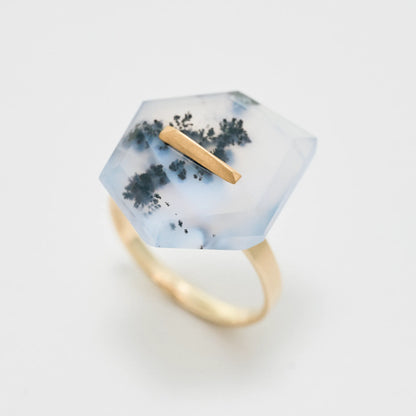 Random Faceted Stone Ring_staple(デンドライトアゲート)