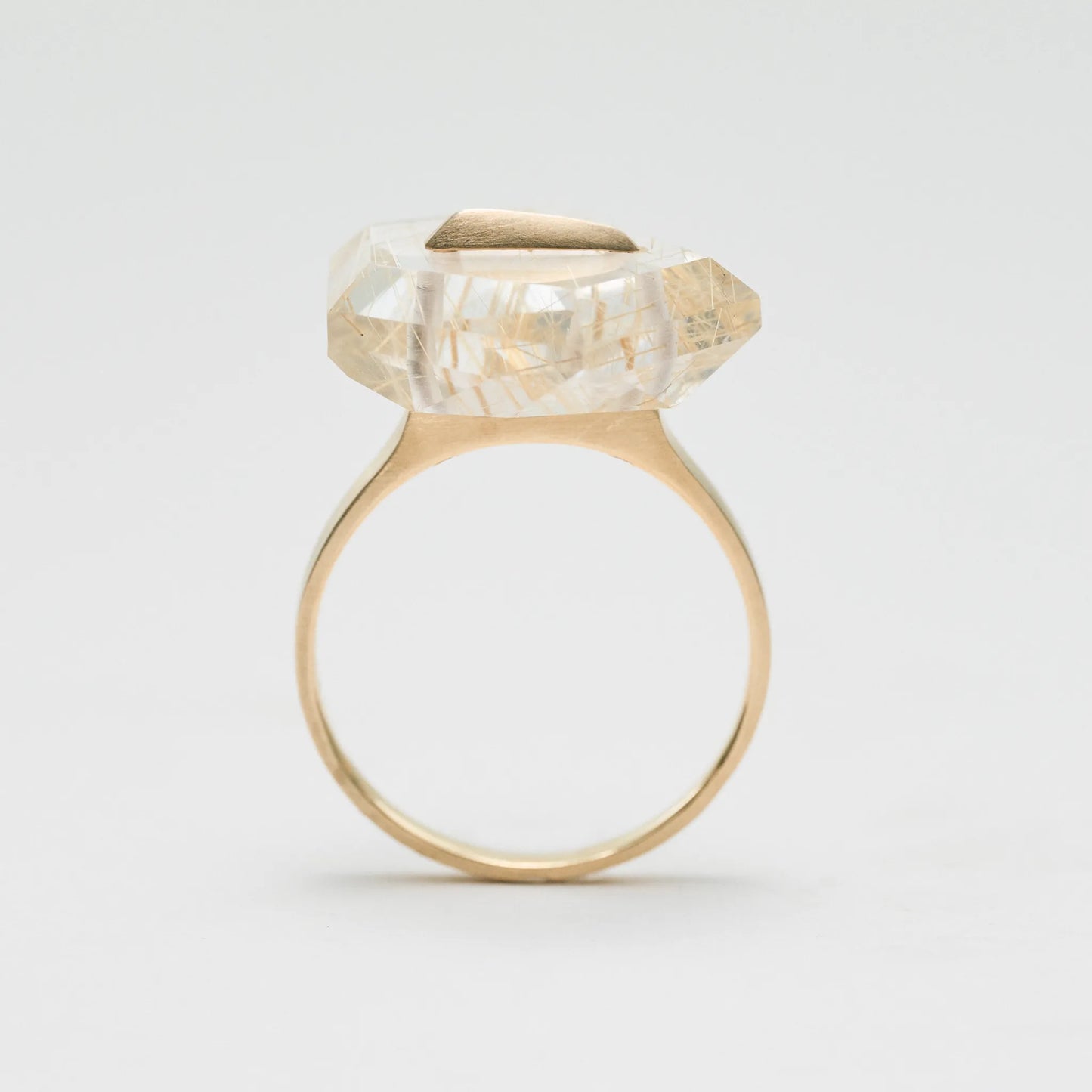 Random Faceted Stone Ring_staple(ルチルクオーツ)