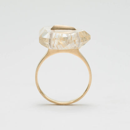 Random Faceted Stone Ring_staple(ルチルクオーツ)