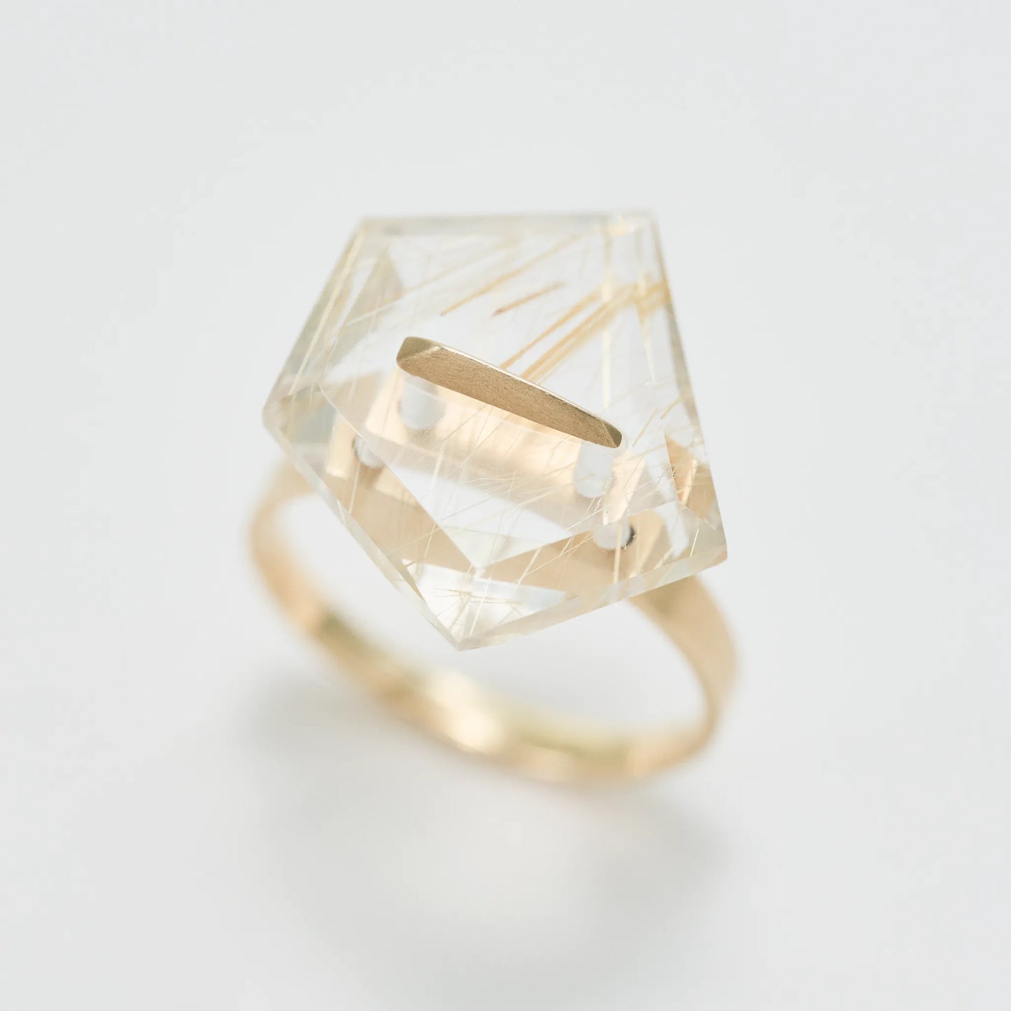 Random Faceted Stone Ring_staple(ルチルクオーツ)