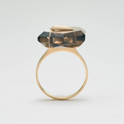 Random Faceted Stone Ring_staple(バイカラースモーキークオーツ)