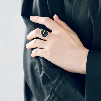 Random Faceted Stone Ring_staple (Bicolor Smoky Quartz)