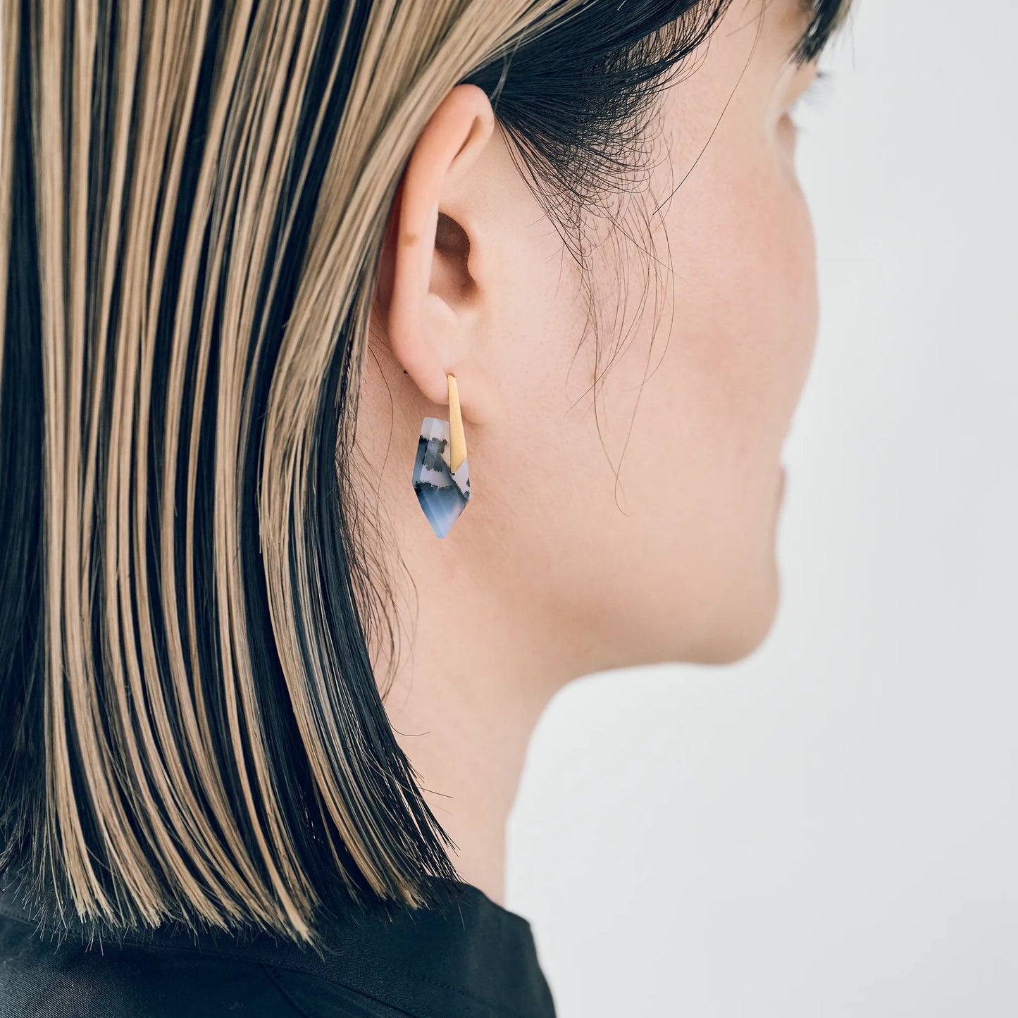 Random Faceted Stone Pierce_staple/short(デンドライトアゲート)