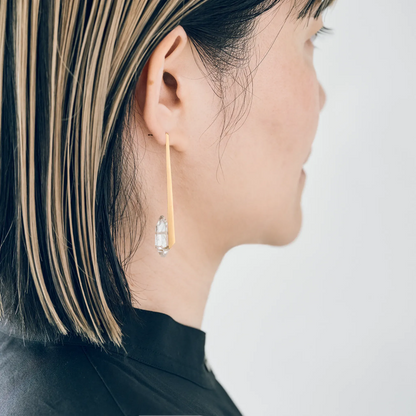 Random Faceted Gemstone Pierce_staple/long (Rutilated Quartz)