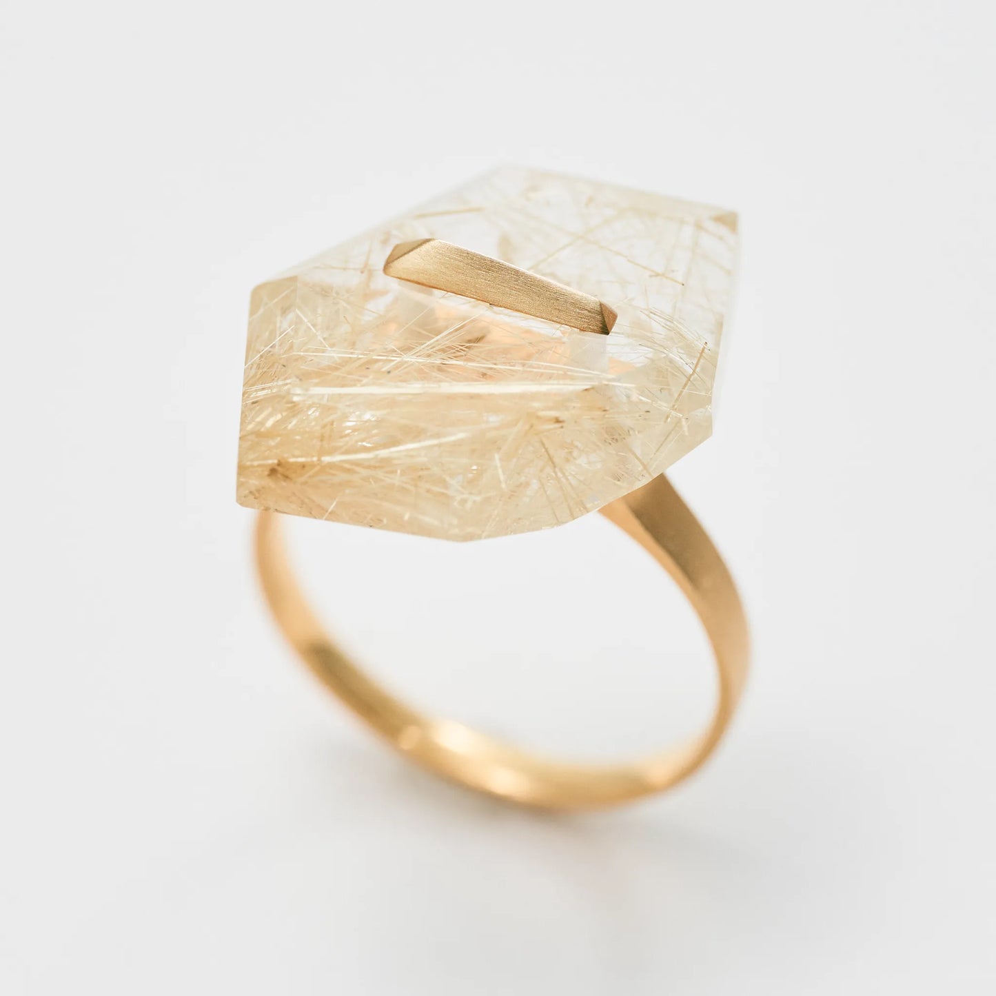 Random Faceted Stone Ring_staple(ルチルクオーツ)