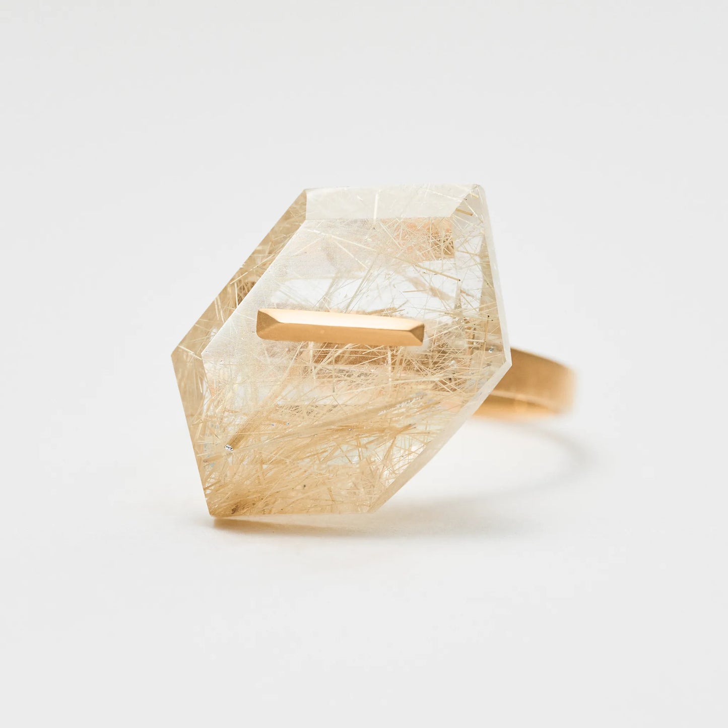 Random Faceted Stone Ring_staple(ルチルクオーツ)