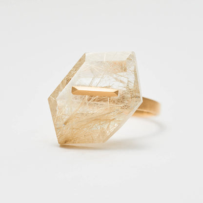 Random Faceted Stone Ring_staple(ルチルクオーツ)