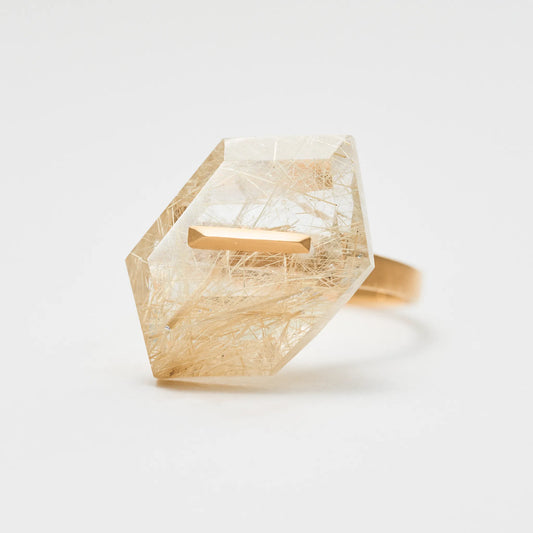 Random Faceted Stone Ring_staple(ルチルクオーツ)