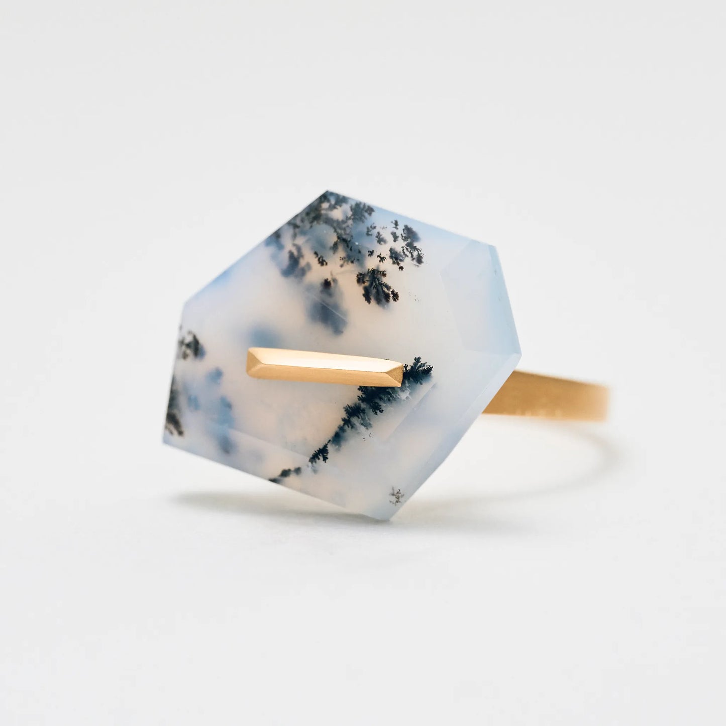 Random Faceted Stone Ring_staple(デンドライトアゲート)