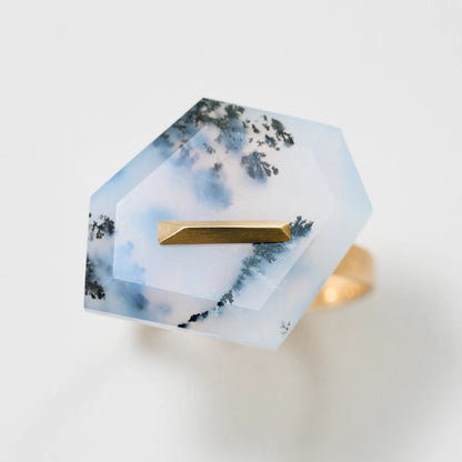 Random Faceted Stone Ring_staple(デンドライトアゲート)