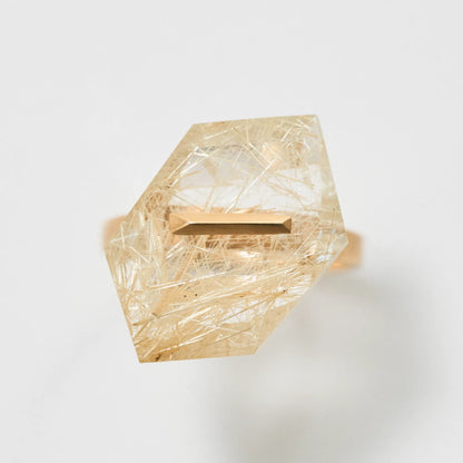 Random Faceted Stone Ring_staple(ルチルクオーツ)