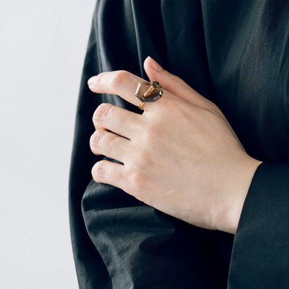 Random Faceted Stone Ring_staple (Bicolor Smoky Quartz)