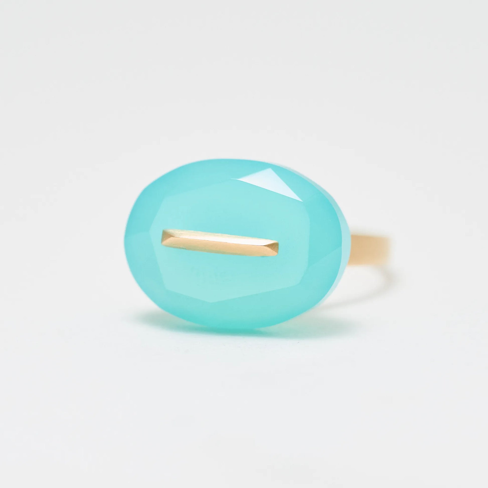 Oval Faceted Gemstone Ring_staple(シーブルーカルセドニー)|cobaco Oval Faceted Gemstone Ring_staple(シーブルーカルセドニー)|cobaco