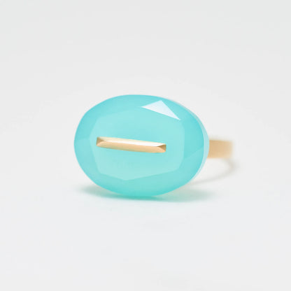Oval Faceted Gemstone Ring_staple(シーブルーカルセドニー)|cobaco Oval Faceted Gemstone Ring_staple(シーブルーカルセドニー)|cobaco