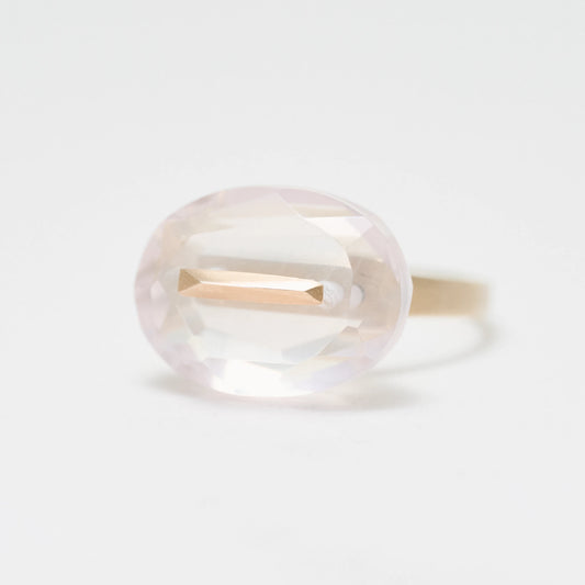 Oval Faceted Gemstone Ring_staple(ローズクオーツ)
