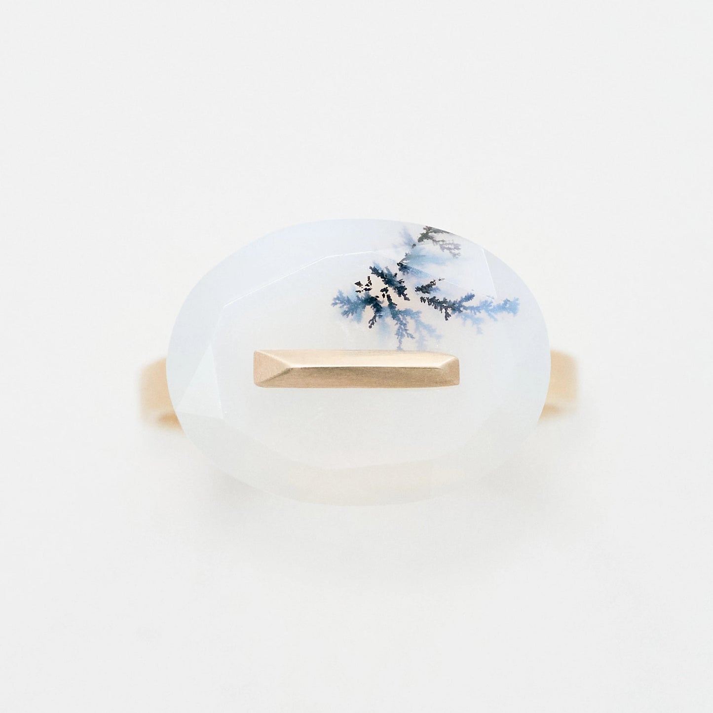 Oval Faceted Gemstone Ring_staple (Dendritic Agate)