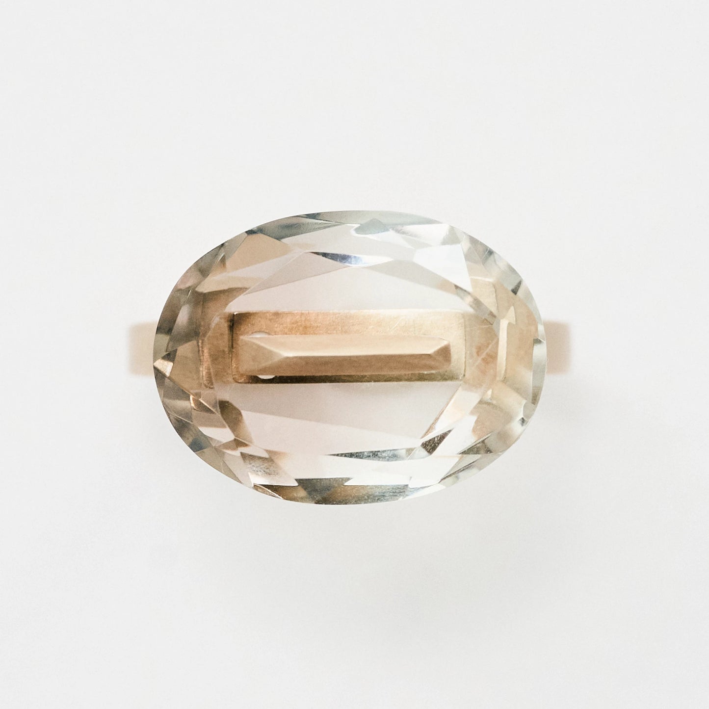 Oval Faceted Gemstone Ring_staple (Bicolor Smoky Quartz)