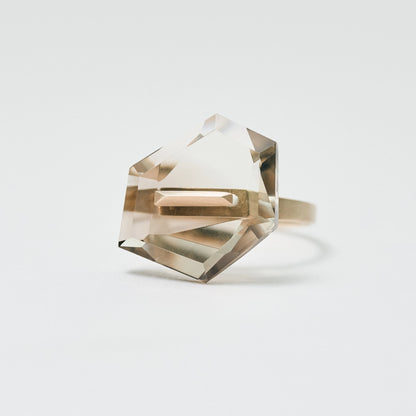 Random Faceted Gemstone Ring_staple(バイカラースモーキークオーツ)