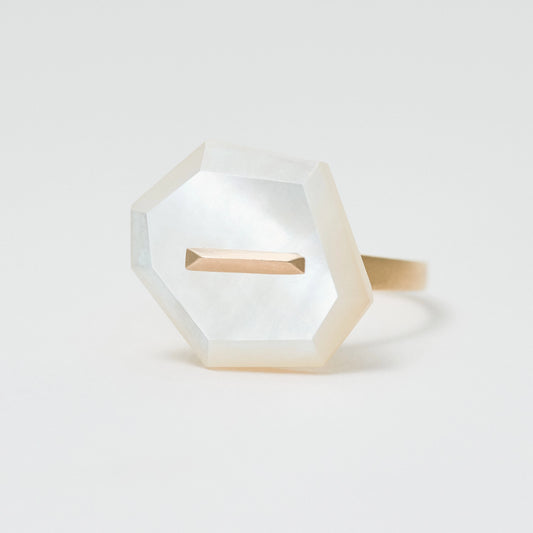 Random Faceted Gemstone Ring_staple(マザーオブパール)