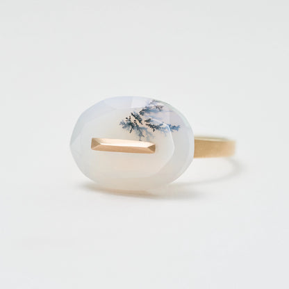Oval Faceted Gemstone Ring_staple (Dendritic Agate)