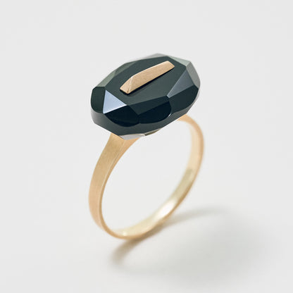 Oval Faceted Gemstone Ring_staple(ブラックオニキス)｜cobaco