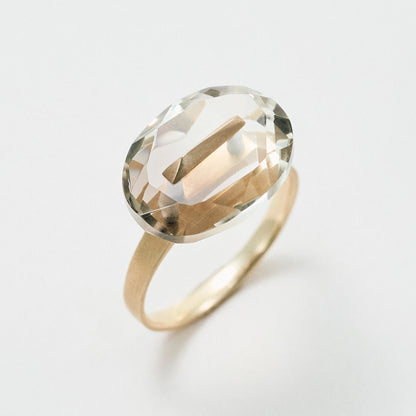 Oval Faceted Gemstone Ring_staple (Bicolor Smoky Quartz)