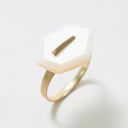 Random Faceted Gemstone Ring_staple(マザーオブパール)