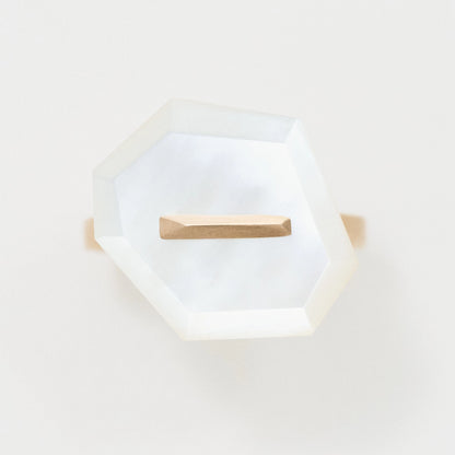 Random Faceted Gemstone Ring_staple(マザーオブパール)