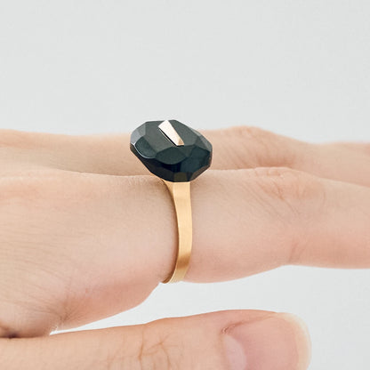 Oval Faceted Gemstone Ring_staple(ブラックオニキス)