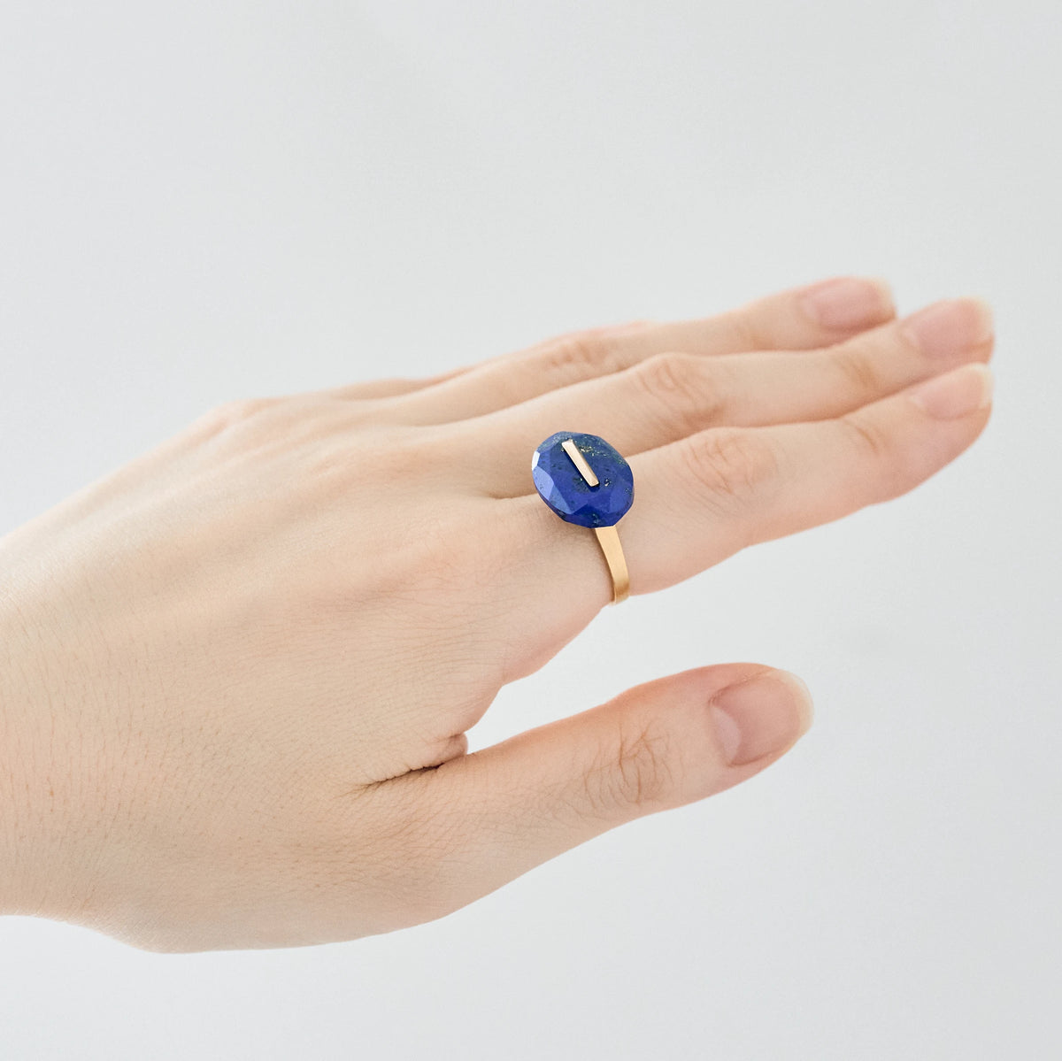 Oval Faceted Gemstone Ring_staple(ラピスラズリ)|cobaco Oval Faceted Gemstone Ring_staple(ラピスラズリ)|cobaco