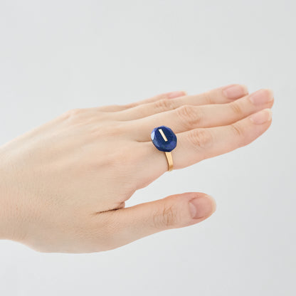 Oval Faceted Gemstone Ring_staple(ラピスラズリ)