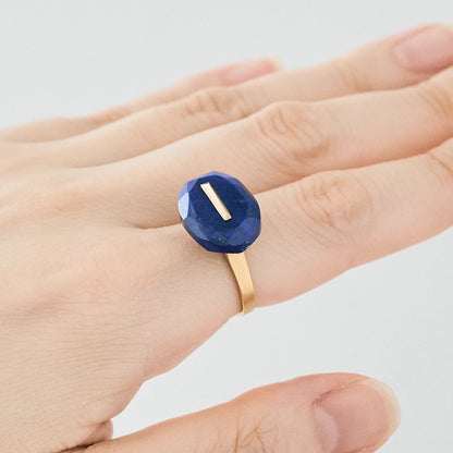 Oval Faceted Gemstone Ring_staple(ラピスラズリ)