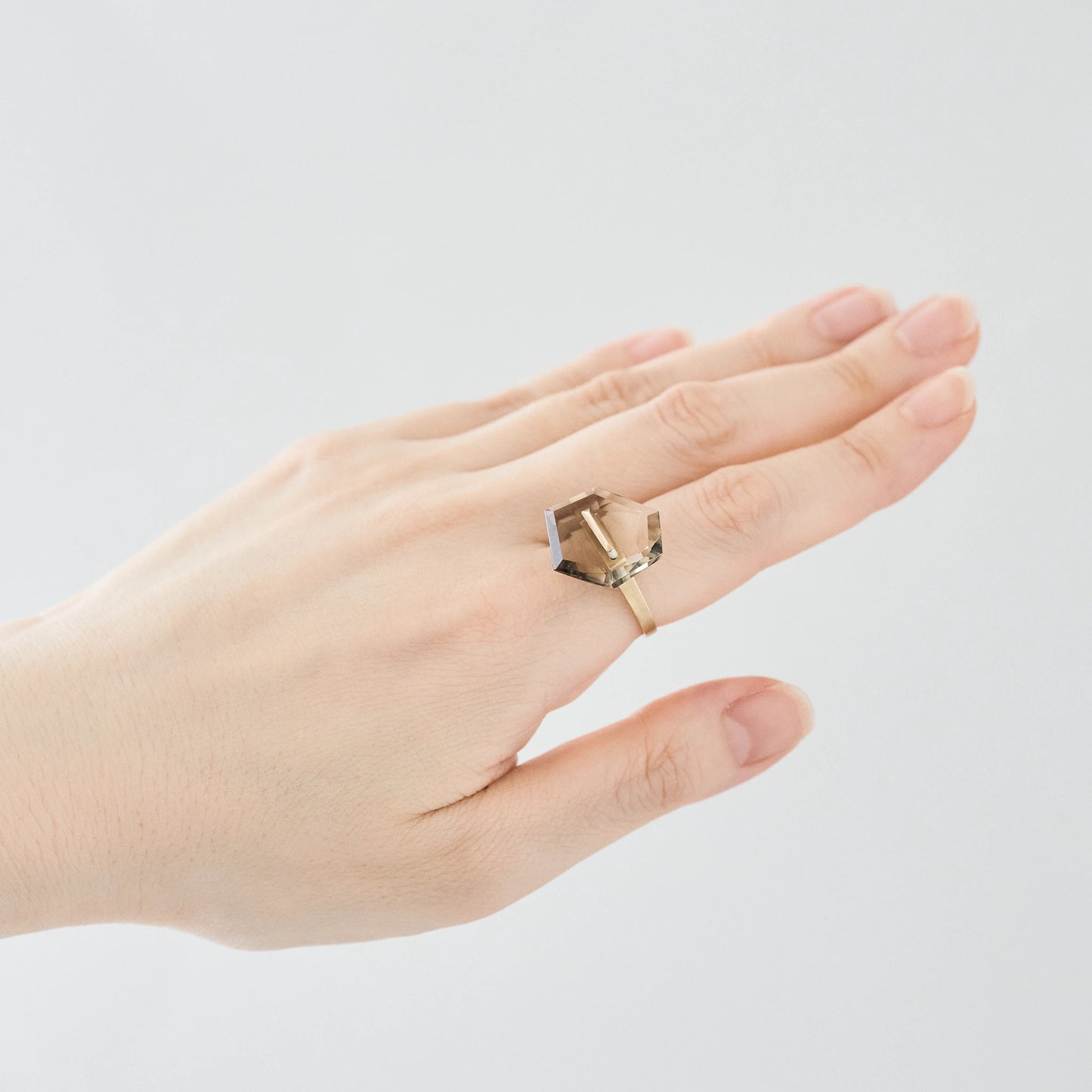 Random Faceted Gemstone Ring_staple(バイカラースモーキークオーツ)