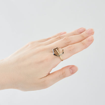 Random Faceted Gemstone Ring_staple(バイカラースモーキークオーツ)
