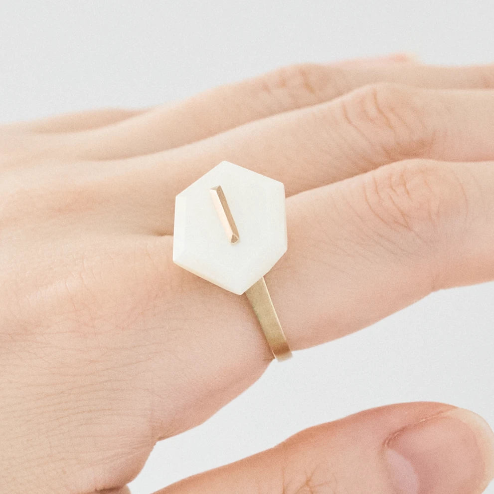 Random Faceted Gemstone Ring_staple(マザーオブパール)