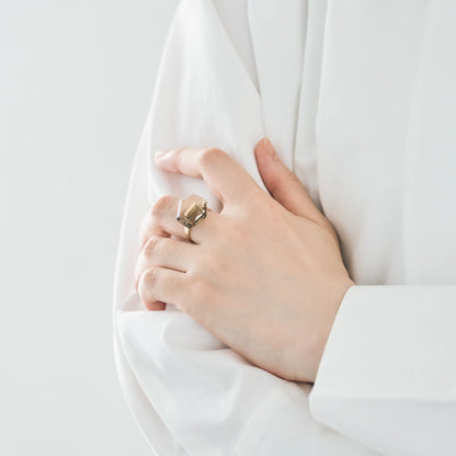 Random Faceted Gemstone Ring_staple(バイカラースモーキークオーツ)