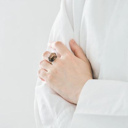 Random Faceted Gemstone Ring_staple(バイカラースモーキークオーツ)