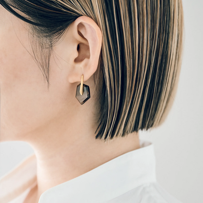 Random Faceted Gemstone Pierce_staple/short(バイカラースモーキークオーツ)